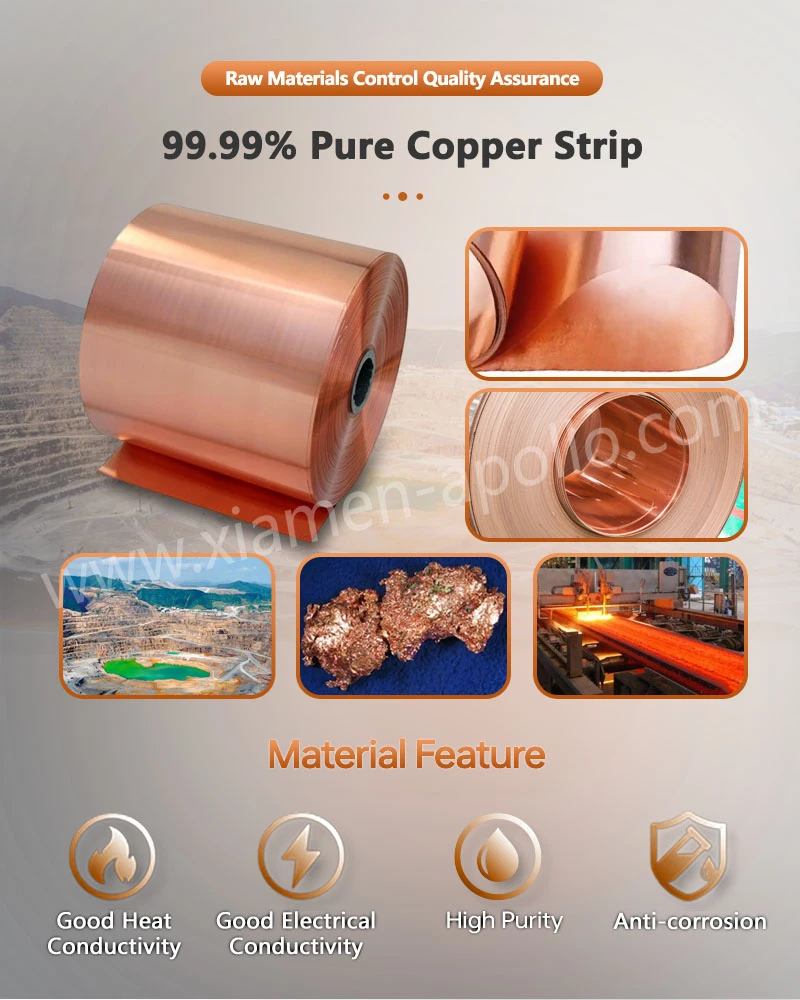 99.99% Pure Copper Strip for Riveted Contact Terminal Assembly 99.99% Pure Copper Strip for Riveted Contact Terminal Assembly