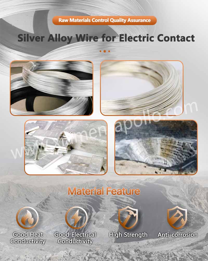 Silver Alloy Raw Material for Brazed Rivet Electrical Contacts Silver Alloy Raw Material for Brazed Rivet Electrical Contacts